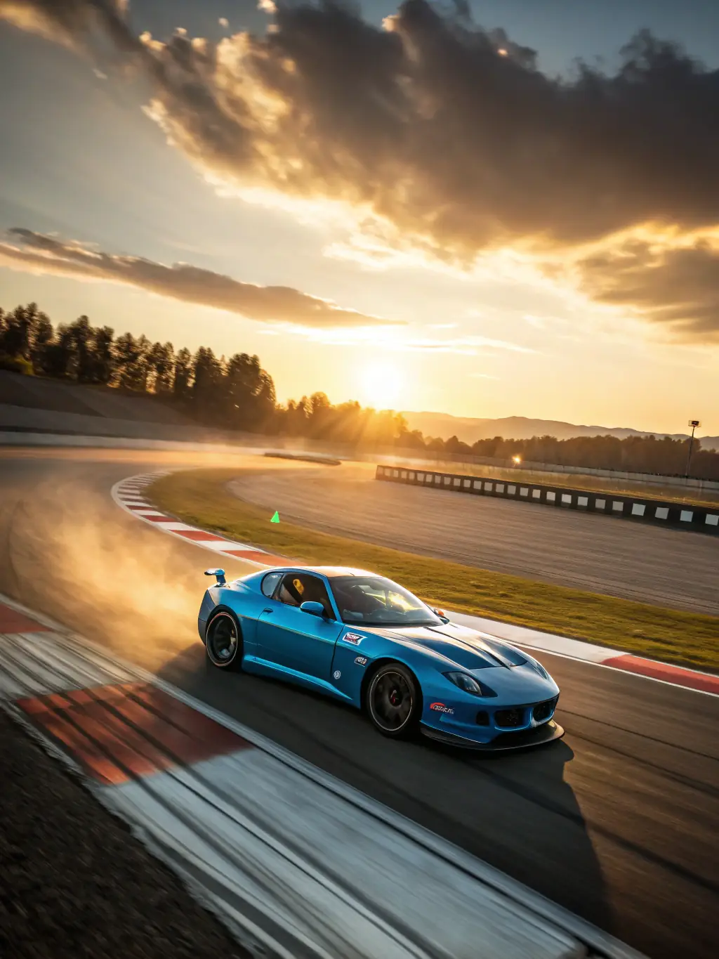 A dynamic shot of a Club Pro Team Sport De Grenoble race car speeding around a track, showcasing the advanced membership tier and its focus on competitive racing opportunities.