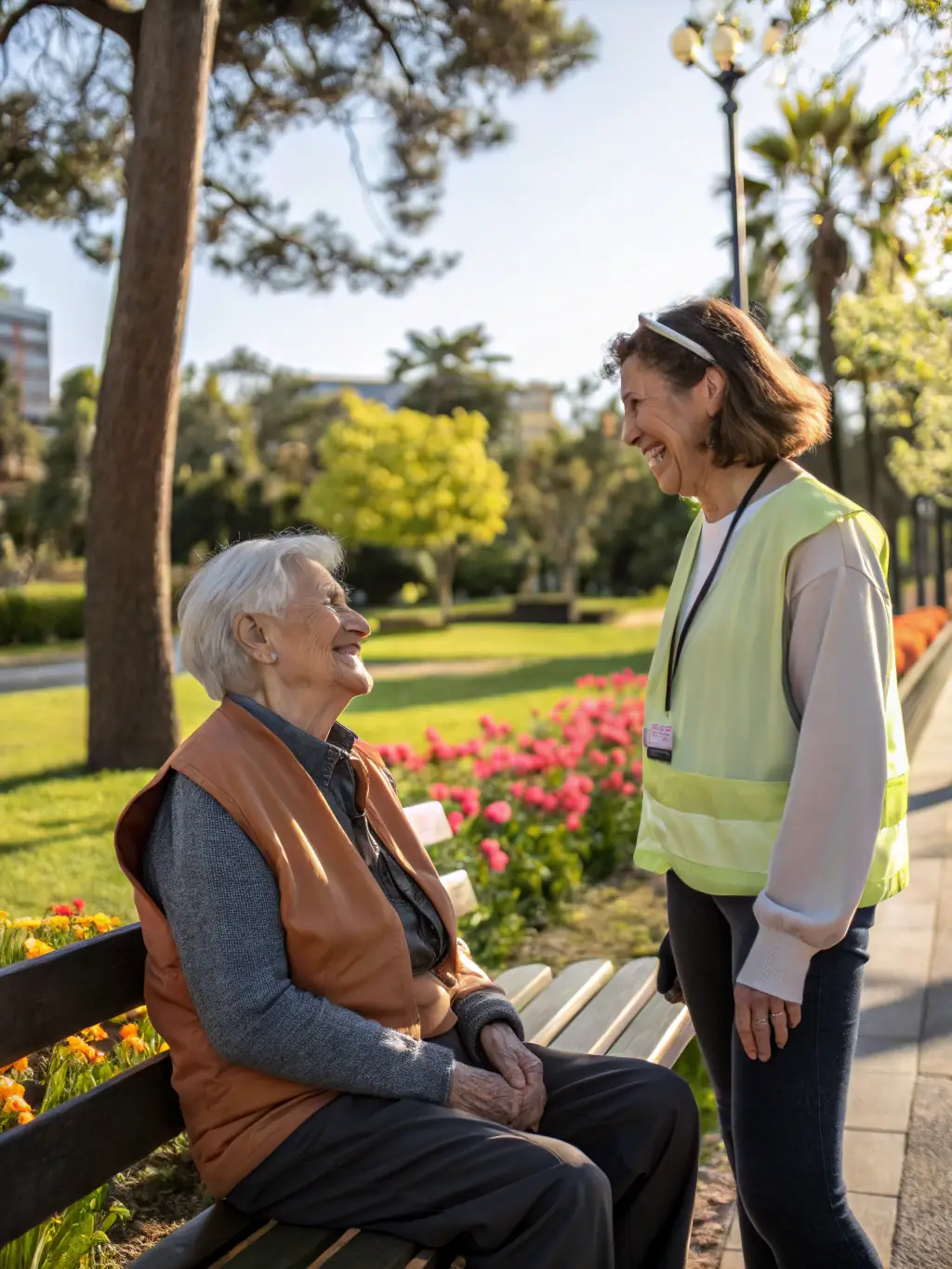 A photo of volunteers coordinating leisure activities for the elderly, showcasing ARMONIA's commitment to providing services for all age groups.